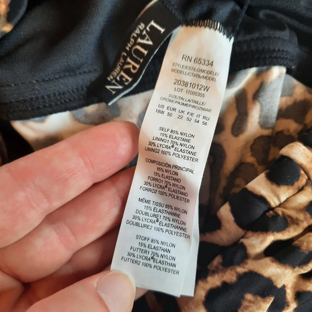 NWT Lauren Ralph Lauren Leopard Print Skirted One Piece Swimsuit Size 18W - Picture 11 of 16